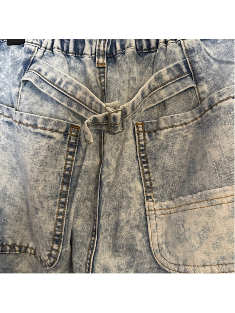 POL Patchwork Wide Leg Jeans Size M Blue Floral Acid Wash - Picture 4 of 7